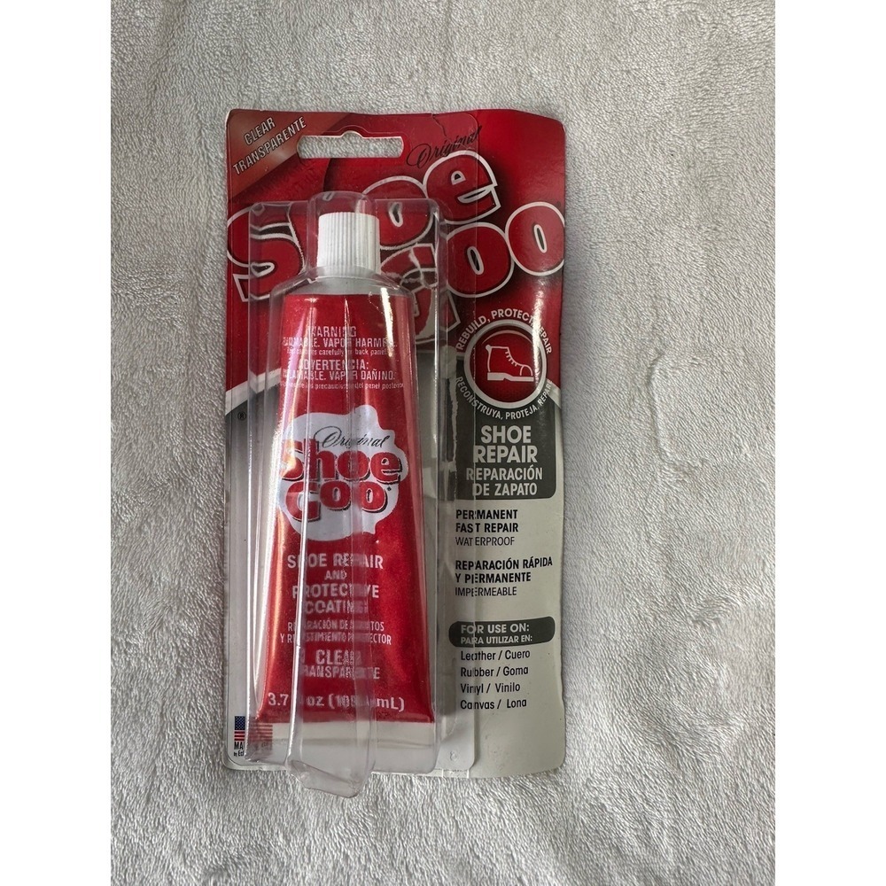 Shoe Goo Shoe Repair Glue Clear 3.7 oz Red Packaging